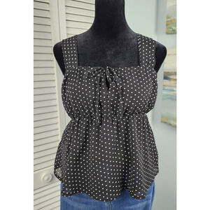 Sugarkiss Peplum Tank Large Black White Polka Dot Y2K